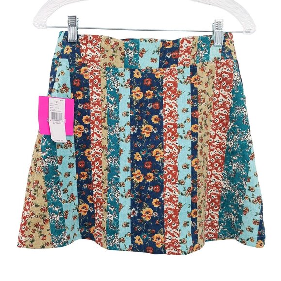 Amy Byer Corduroy Mini Skirt Large Multicolor Patchwork Y2K Retro NWT - Picture 3 of 10